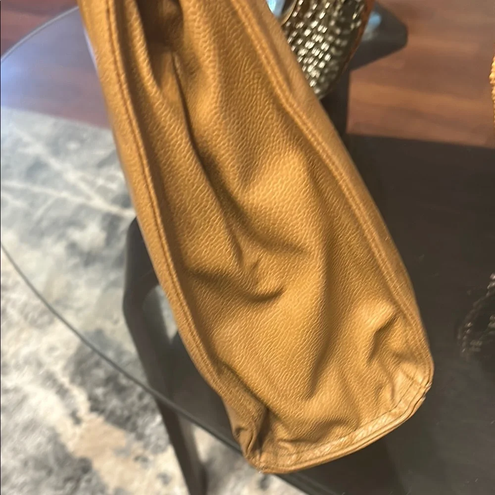 Elegant Tan Leather Tote Bag  bundle & necklace @$35 - Picture 3 of 9